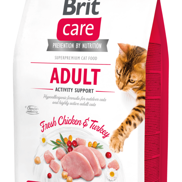 Brit Care teraviljavaba täistoit aktiivsetele õuekassidele kana- ja kalkunilihaga 2kg