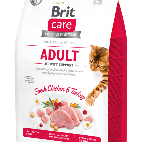 Brit Care teraviljavaba täistoit aktiivsetele õuekassidele kana- ja kalkunilihaga 400g